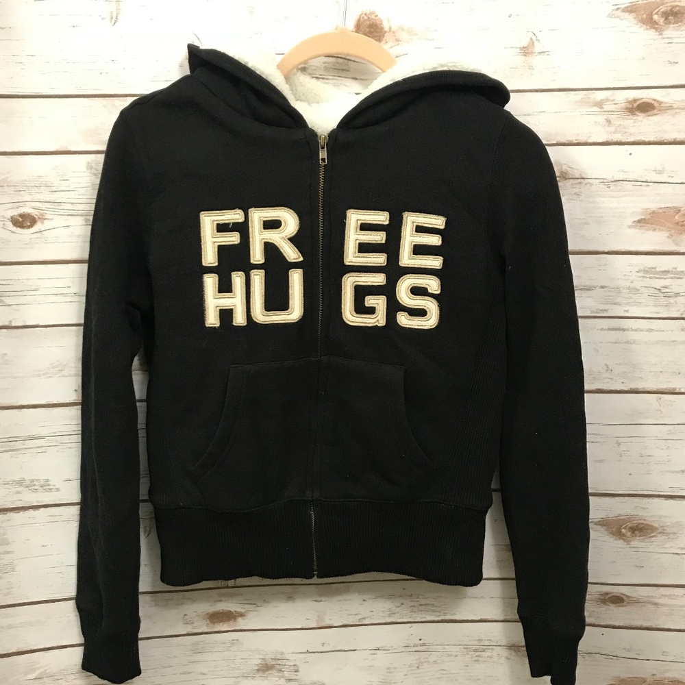 FREE HUGS Black Jacket Hoodie